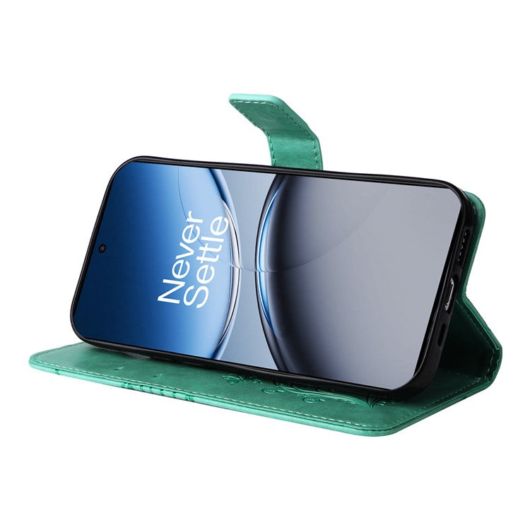 KT Imprinting Flower Series-2 For OnePlus Nord 4 Case Floral Butterfly Leather Wallet Phone Cover - Green