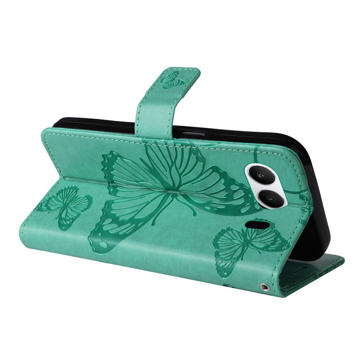 KT Imprinting Flower Series-2 For OnePlus Nord 4 Case Floral Butterfly Leather Wallet Phone Cover - Green