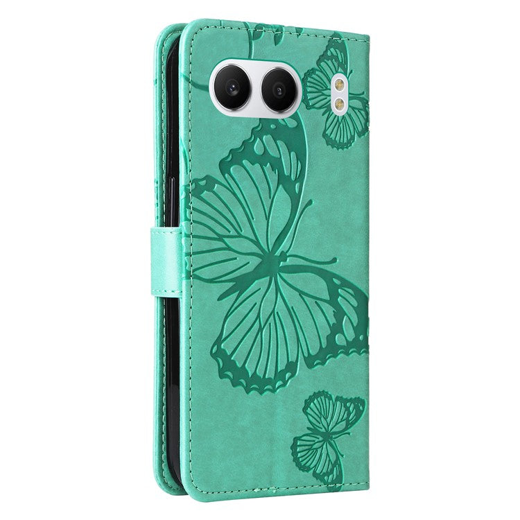 KT Imprinting Flower Series-2 For OnePlus Nord 4 Case Floral Butterfly Leather Wallet Phone Cover - Green