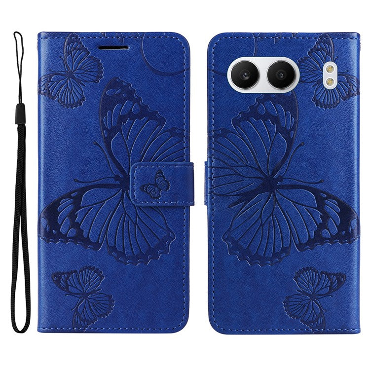 KT Imprinting Flower Series-2 For OnePlus Nord 4 Case Floral Butterfly Leather Wallet Phone Cover - Blue