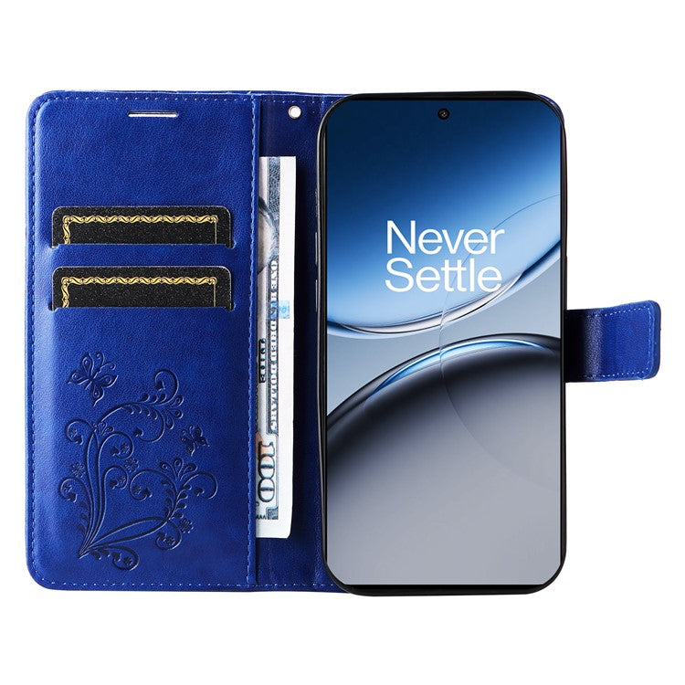 KT Imprinting Flower Series-2 For OnePlus Nord 4 Case Floral Butterfly Leather Wallet Phone Cover - Blue