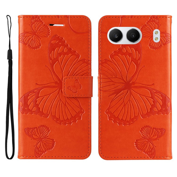 KT Imprinting Flower Series-2 For OnePlus Nord 4 Case Floral Butterfly Leather Wallet Phone Cover - Orange
