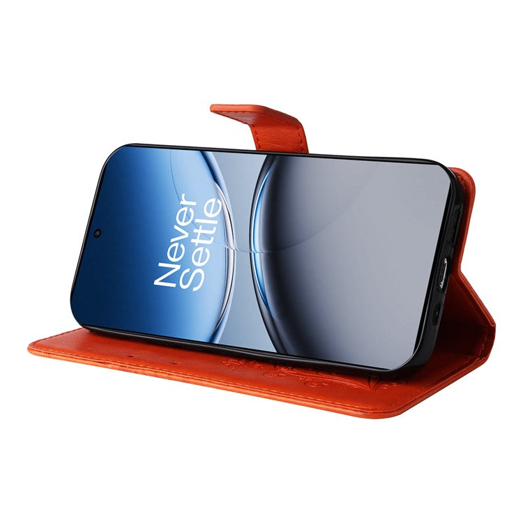 KT Imprinting Flower Series-2 For OnePlus Nord 4 Case Floral Butterfly Leather Wallet Phone Cover - Orange