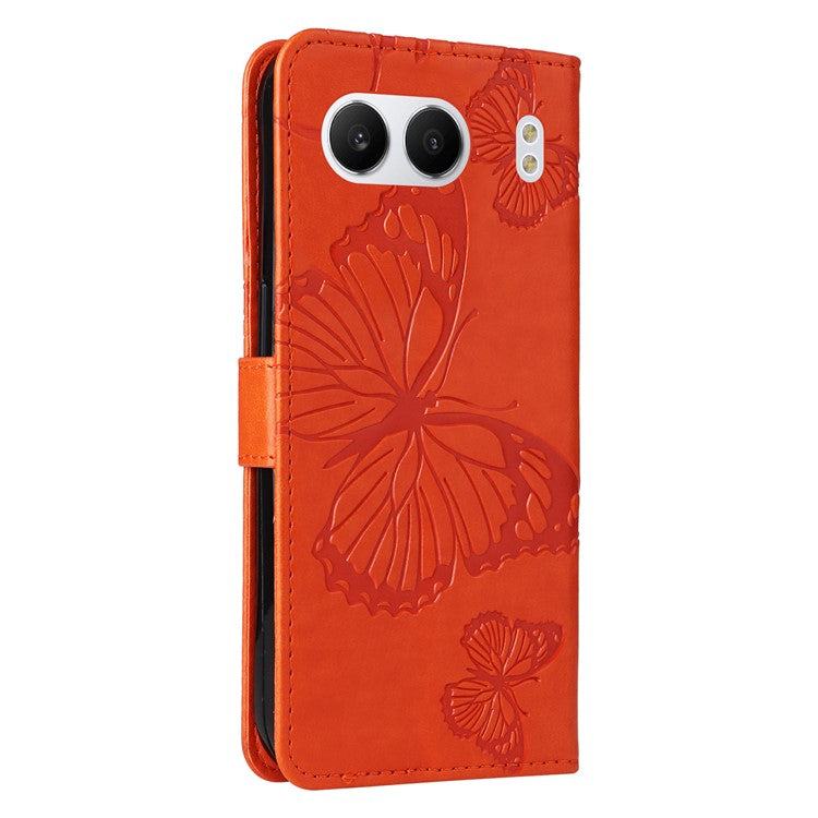 KT Imprinting Flower Series-2 For OnePlus Nord 4 Case Floral Butterfly Leather Wallet Phone Cover - Orange