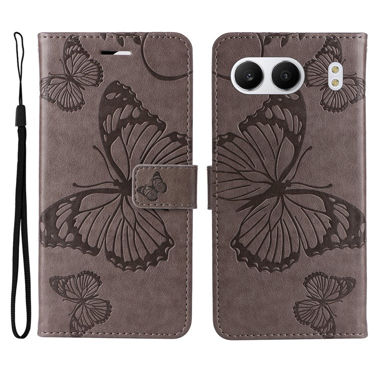 KT Imprinting Flower Series-2 For OnePlus Nord 4 Case Floral Butterfly Leather Wallet Phone Cover - Grey