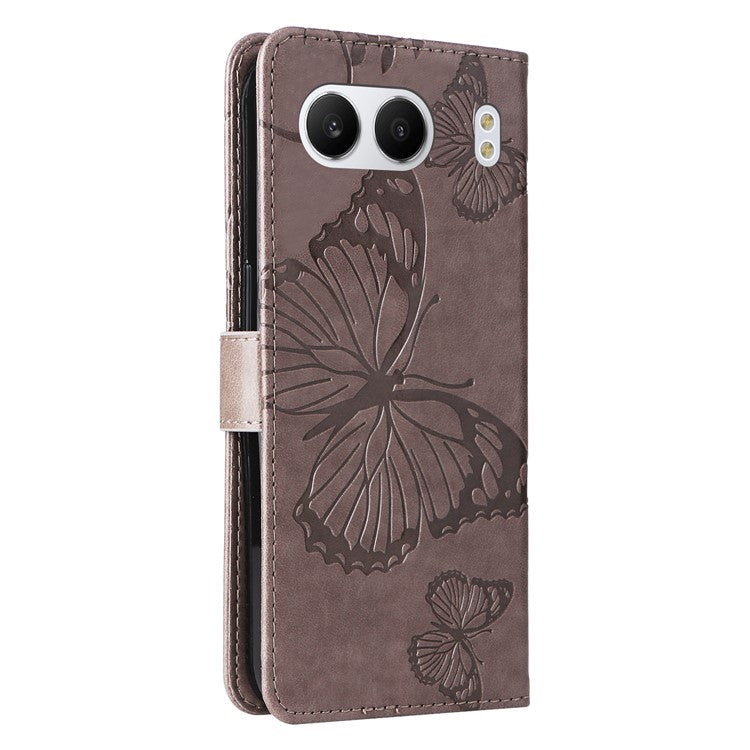 KT Imprinting Flower Series-2 For OnePlus Nord 4 Case Floral Butterfly Leather Wallet Phone Cover - Grey