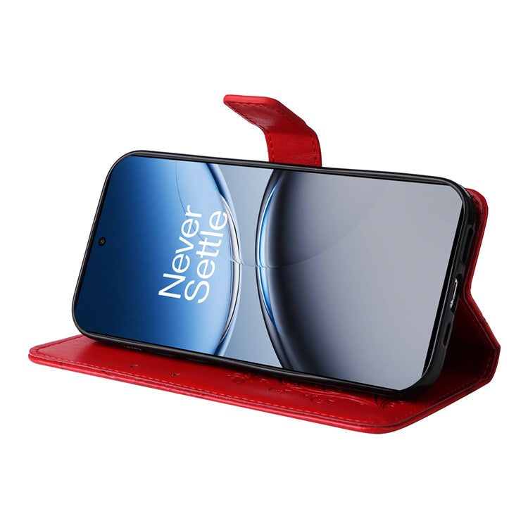 KT Imprinting Flower Series-2 For OnePlus Nord 4 Case Floral Butterfly Leather Wallet Phone Cover - Red