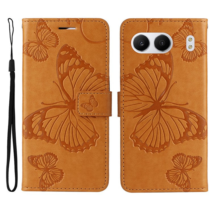 KT Imprinting Flower Series-2 For OnePlus Nord 4 Case Floral Butterfly Leather Wallet Phone Cover - Yellow