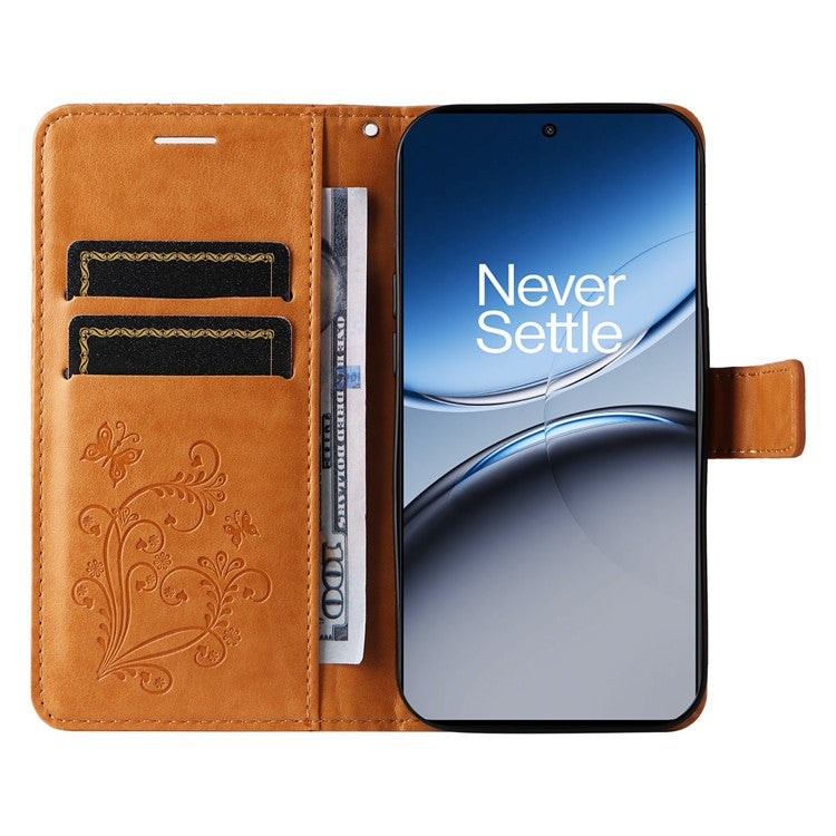 KT Imprinting Flower Series-2 For OnePlus Nord 4 Case Floral Butterfly Leather Wallet Phone Cover - Yellow