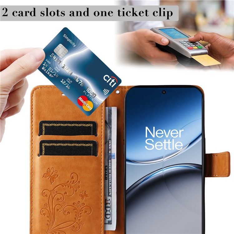 KT Imprinting Flower Series-2 For OnePlus Nord 4 Case Floral Butterfly Leather Wallet Phone Cover - Yellow