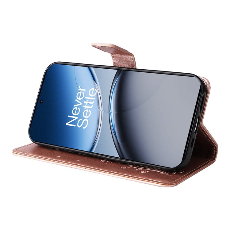 KT Imprinting Flower Series-2 For OnePlus Nord 4 Case Floral Butterfly Leather Wallet Phone Cover - Rose Gold
