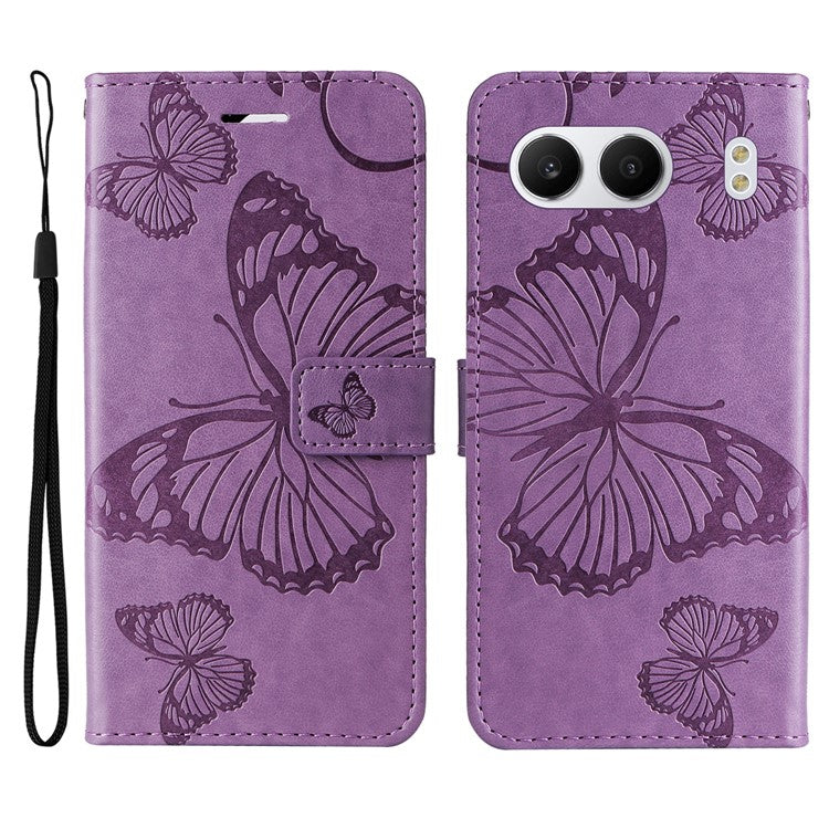 KT Imprinting Flower Series-2 For OnePlus Nord 4 Case Floral Butterfly Leather Wallet Phone Cover - Light Purple