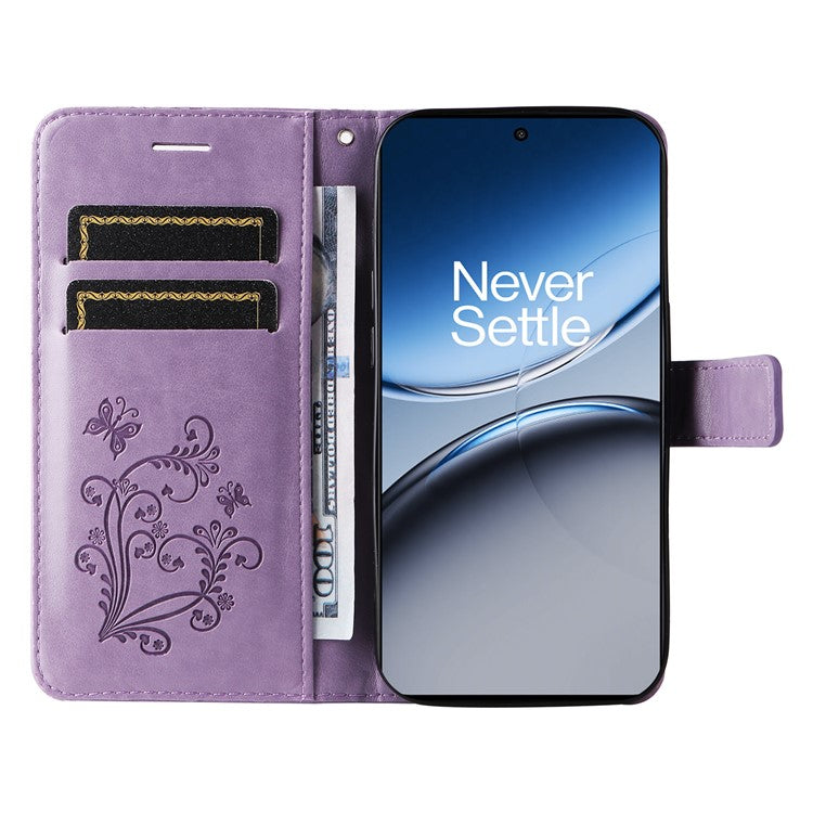 KT Imprinting Flower Series-2 For OnePlus Nord 4 Case Floral Butterfly Leather Wallet Phone Cover - Light Purple