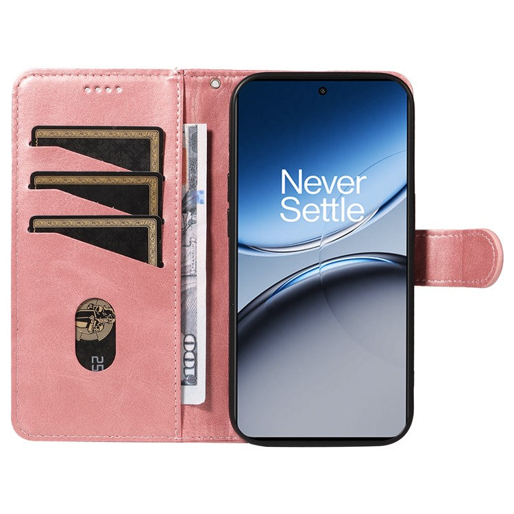 For OnePlus Nord 4 Case Flip Wallet T-Shape Lines Leather Phone Cover - Rose Gold