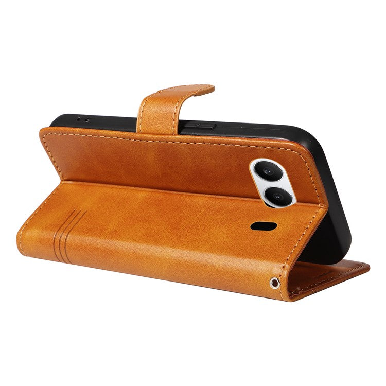 For OnePlus Nord 4 Case Flip Wallet T-Shape Lines Leather Phone Cover - Yellow