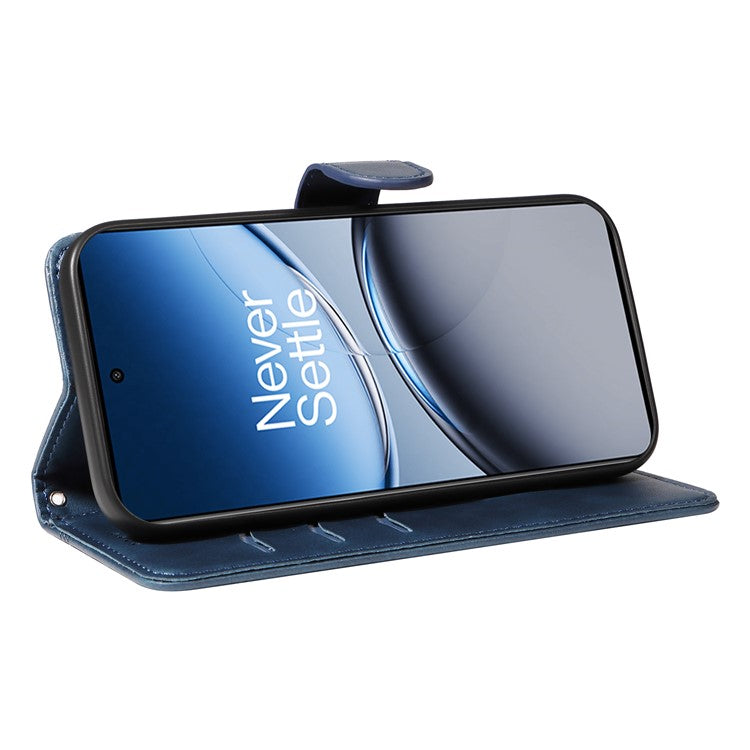 For OnePlus Nord 4 Case Flip Wallet T-Shape Lines Leather Phone Cover - Blue
