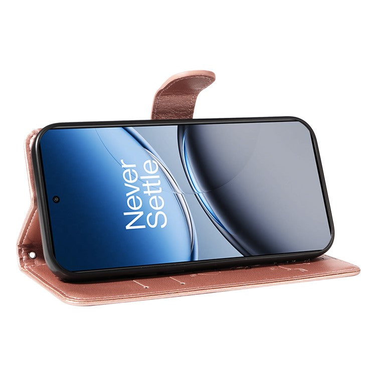 For OnePlus Nord 4 Case Flower Pattern PU Leather Wallet Phone Cover - Rose Gold