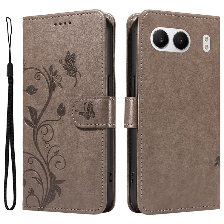 For OnePlus Nord 4 Case Flower Pattern PU Leather Wallet Phone Cover - Grey