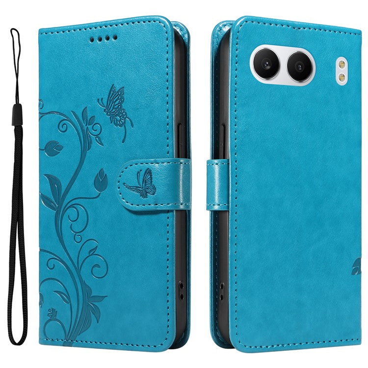 For OnePlus Nord 4 Case Flower Pattern PU Leather Wallet Phone Cover - Blue