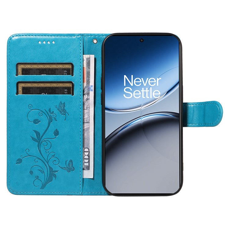 For OnePlus Nord 4 Case Flower Pattern PU Leather Wallet Phone Cover - Blue