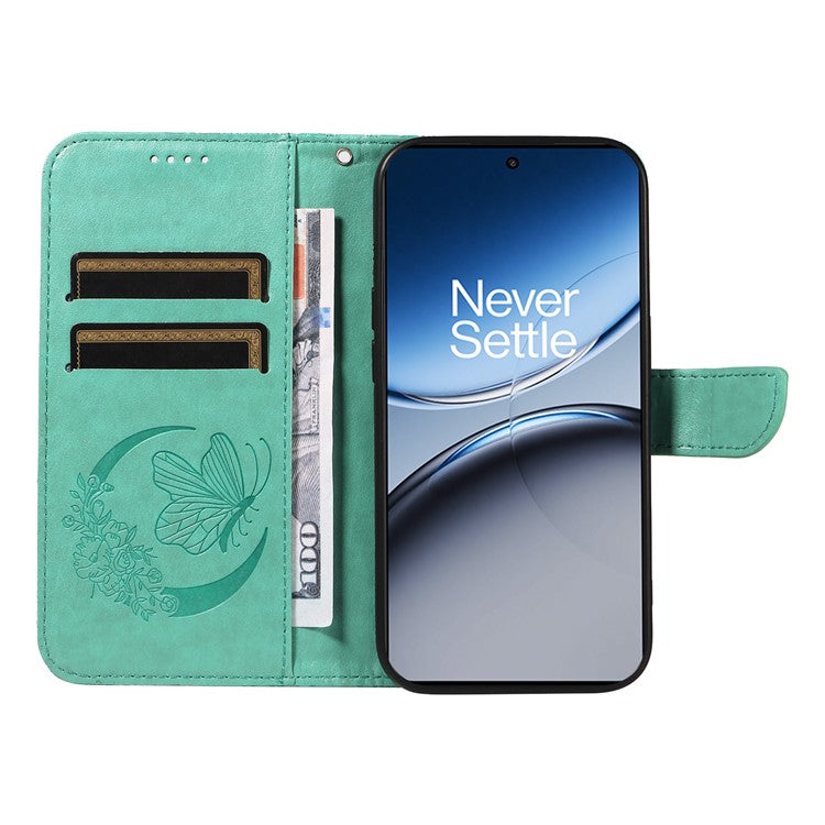 For OnePlus Nord 4 Case Butterfly Pattern Leather Wallet Flip Phone Cover - Green