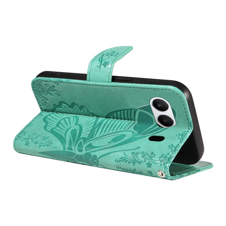 For OnePlus Nord 4 Case Butterfly Pattern Leather Wallet Flip Phone Cover - Green