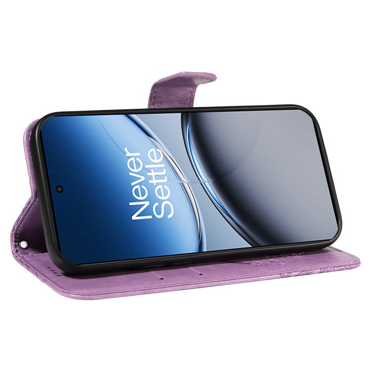 For OnePlus Nord 4 Case Butterfly Pattern Leather Wallet Flip Phone Cover - Purple