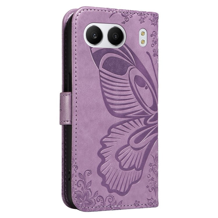 For OnePlus Nord 4 Case Butterfly Pattern Leather Wallet Flip Phone Cover - Purple