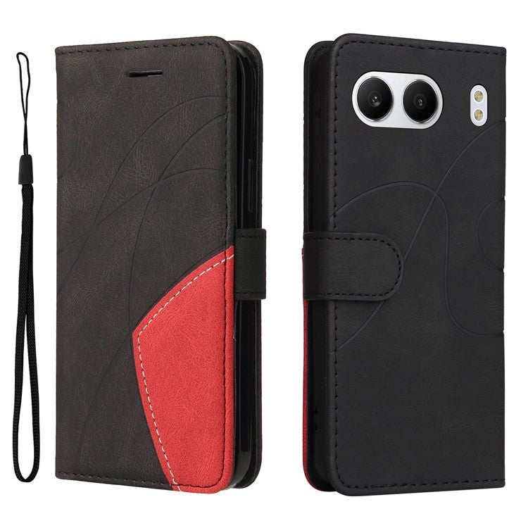 KT Leather Series-1 For OnePlus Nord 4 Leather Case Color Splicing Phone Cover Wallet Stand - Black