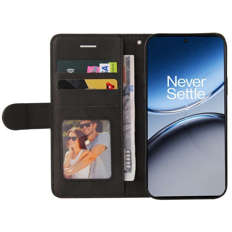 KT Leather Series-1 For OnePlus Nord 4 Leather Case Color Splicing Phone Cover Wallet Stand - Black