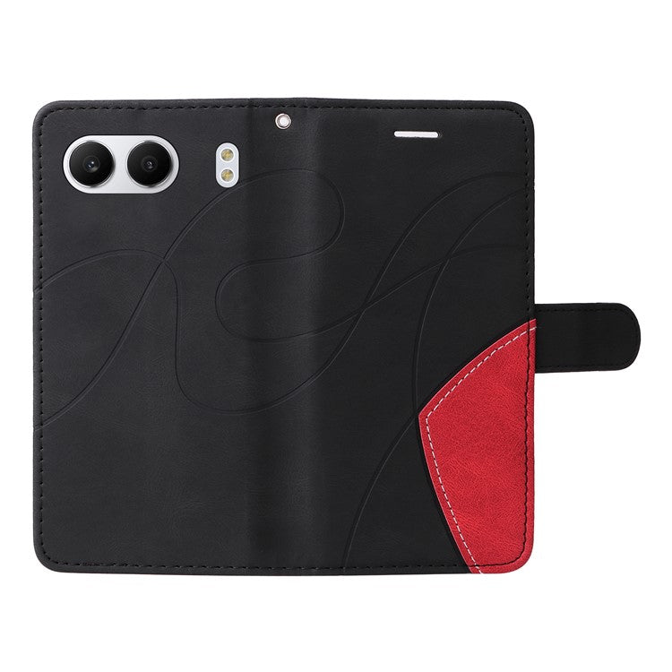 KT Leather Series-1 For OnePlus Nord 4 Leather Case Color Splicing Phone Cover Wallet Stand - Black