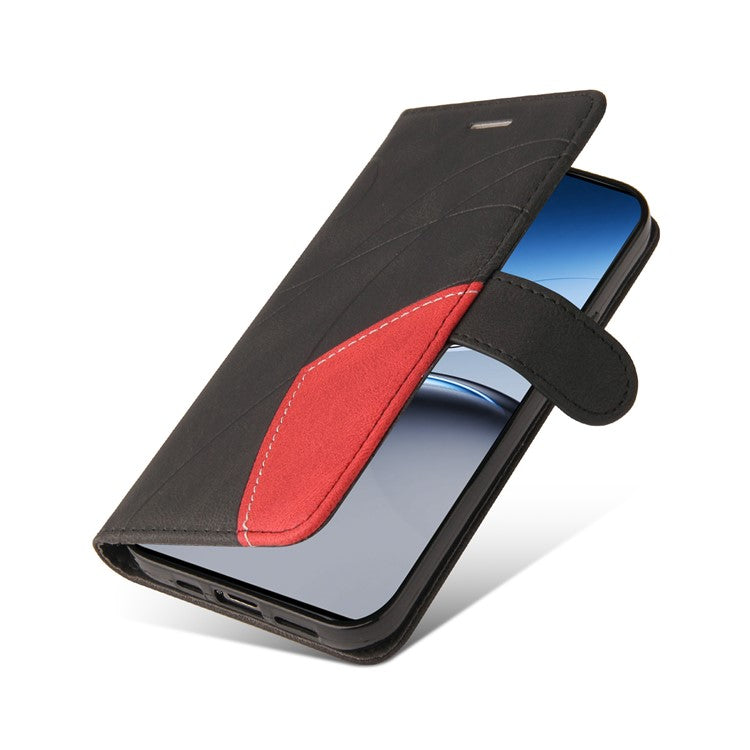 KT Leather Series-1 For OnePlus Nord 4 Leather Case Color Splicing Phone Cover Wallet Stand - Black