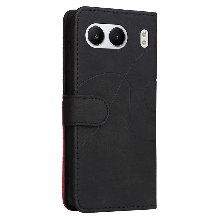 KT Leather Series-1 For OnePlus Nord 4 Leather Case Color Splicing Phone Cover Wallet Stand - Black