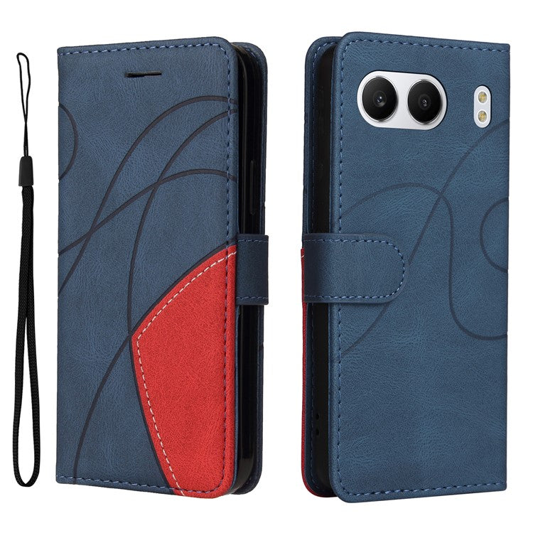 KT Leather Series-1 For OnePlus Nord 4 Leather Case Color Splicing Phone Cover Wallet Stand - Blue