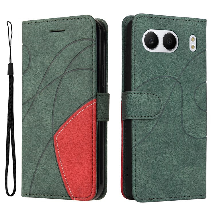 KT Leather Series-1 For OnePlus Nord 4 Leather Case Color Splicing Phone Cover Wallet Stand - Green
