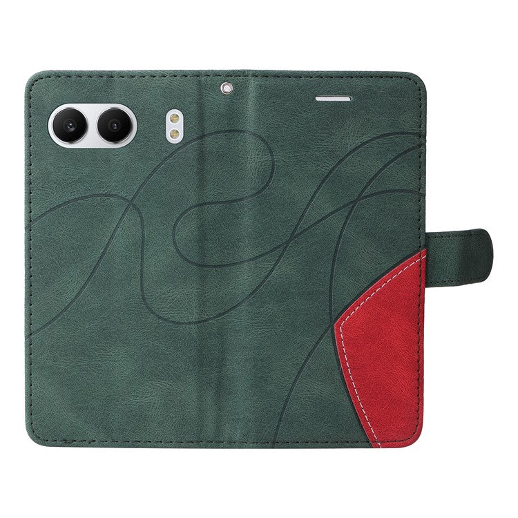 KT Leather Series-1 For OnePlus Nord 4 Leather Case Color Splicing Phone Cover Wallet Stand - Green