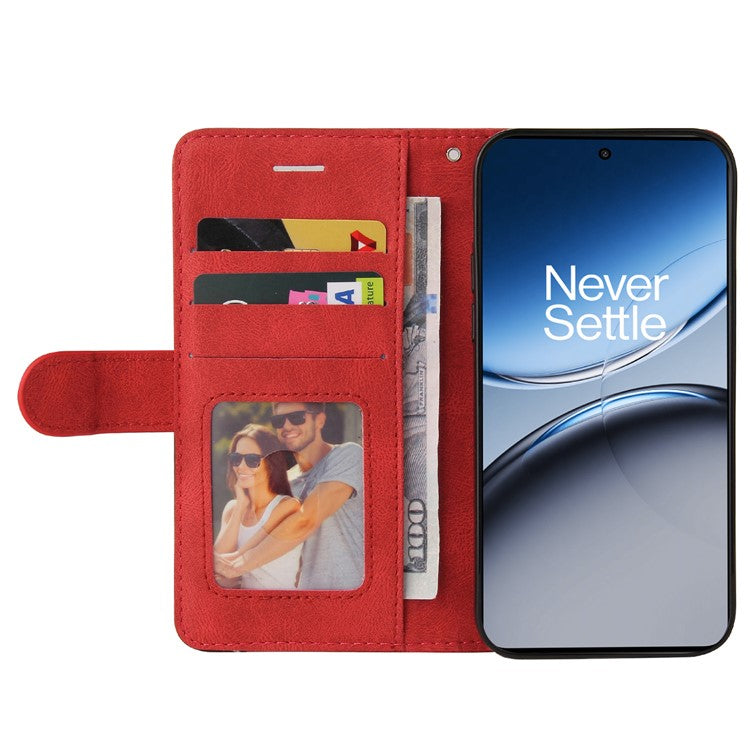 KT Leather Series-1 For OnePlus Nord 4 Leather Case Color Splicing Phone Cover Wallet Stand - Red