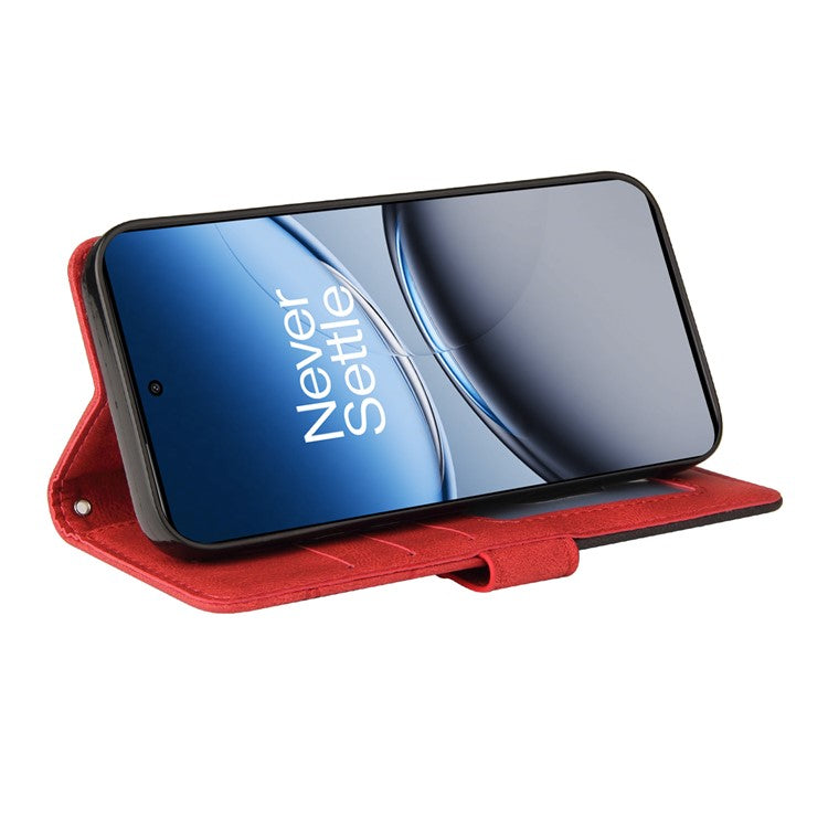 KT Leather Series-1 For OnePlus Nord 4 Leather Case Color Splicing Phone Cover Wallet Stand - Red