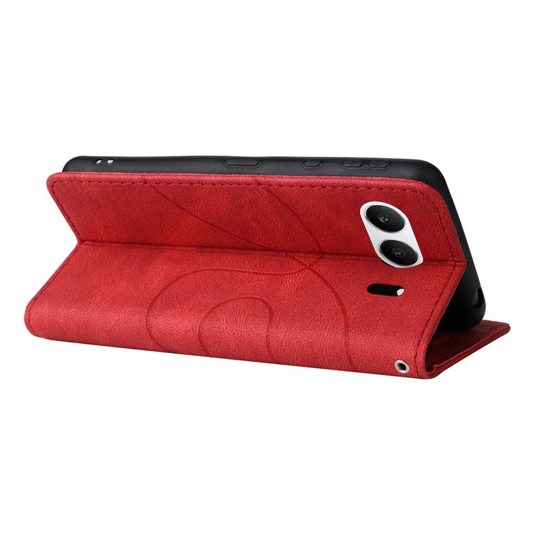 KT Leather Series-1 For OnePlus Nord 4 Leather Case Color Splicing Phone Cover Wallet Stand - Red