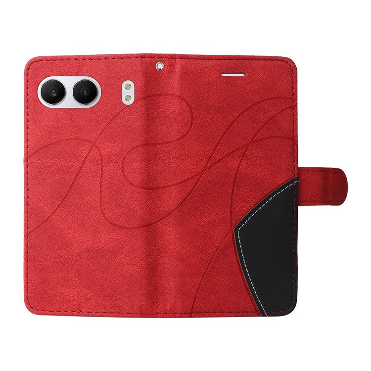 KT Leather Series-1 For OnePlus Nord 4 Leather Case Color Splicing Phone Cover Wallet Stand - Red