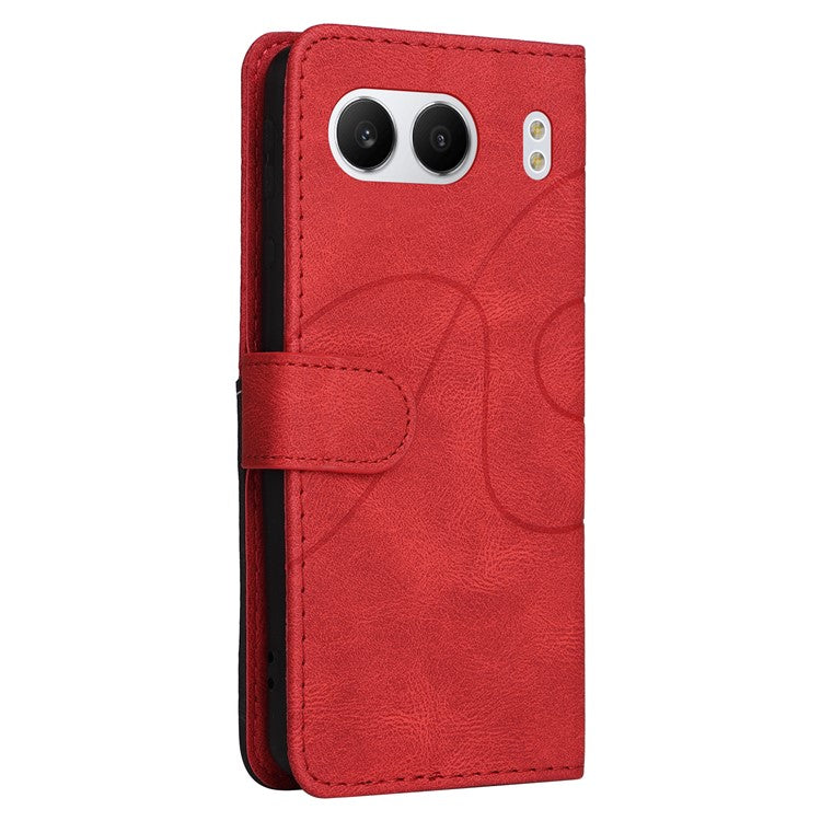 KT Leather Series-1 For OnePlus Nord 4 Leather Case Color Splicing Phone Cover Wallet Stand - Red