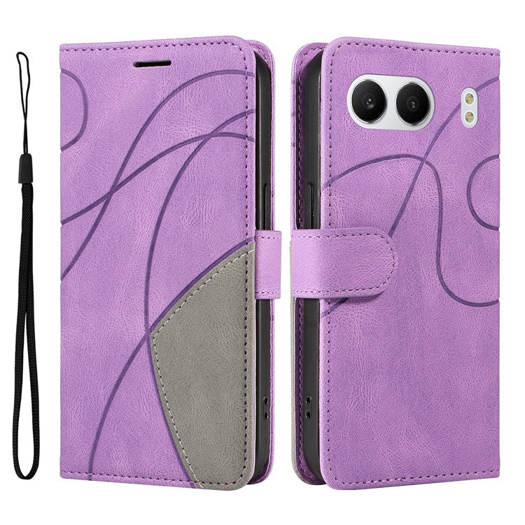 KT Leather Series-1 For OnePlus Nord 4 Leather Case Color Splicing Phone Cover Wallet Stand - Purple