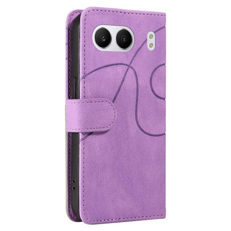 KT Leather Series-1 For OnePlus Nord 4 Leather Case Color Splicing Phone Cover Wallet Stand - Purple