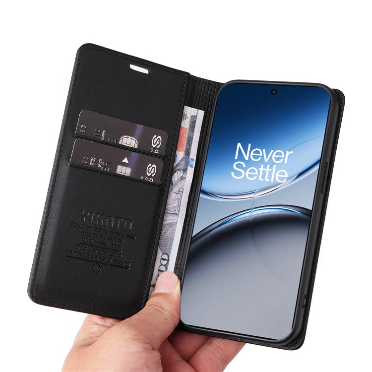 YIKATU YK-001 For OnePlus Nord 4 Case Stand Leather Phone Cover Strong Magnetic Closure - Black