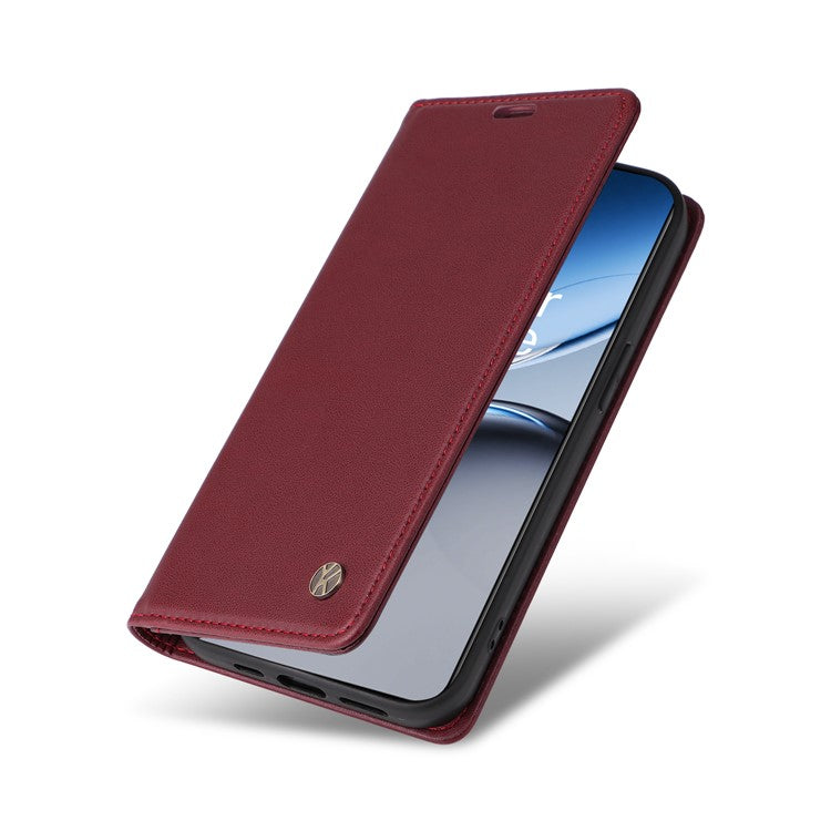 YIKATU YK-001 For OnePlus Nord 4 Case Stand Leather Phone Cover Strong Magnetic Closure - Wine Red