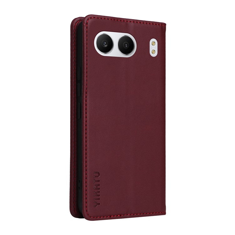 YIKATU YK-001 For OnePlus Nord 4 Case Stand Leather Phone Cover Strong Magnetic Closure - Wine Red