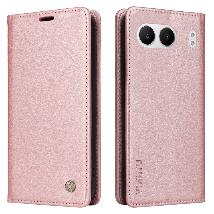 YIKATU YK-001 For OnePlus Nord 4 Case Stand Leather Phone Cover Strong Magnetic Closure - Rose Gold