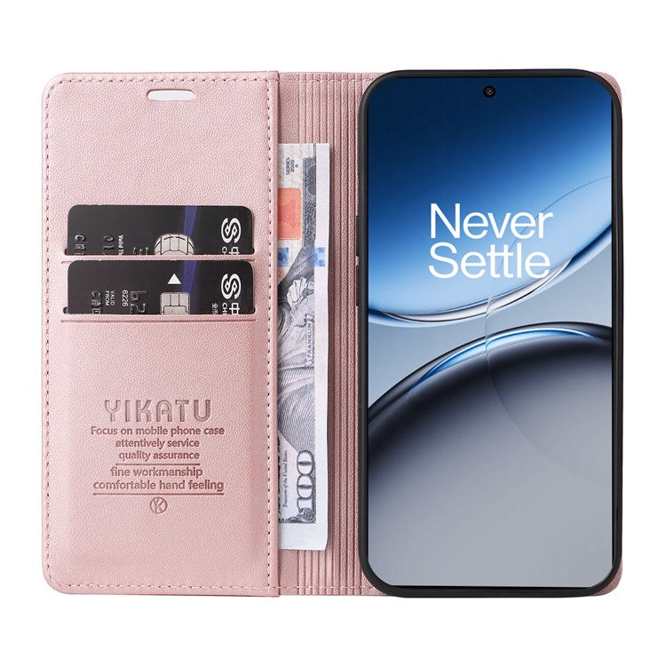 YIKATU YK-001 For OnePlus Nord 4 Case Stand Leather Phone Cover Strong Magnetic Closure - Rose Gold