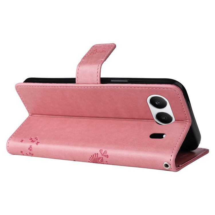 KT Imprinting Flower Series-3 For OnePlus Nord 4 Case Cat Tree Pattern Flip Leather Phone Cover - Pink