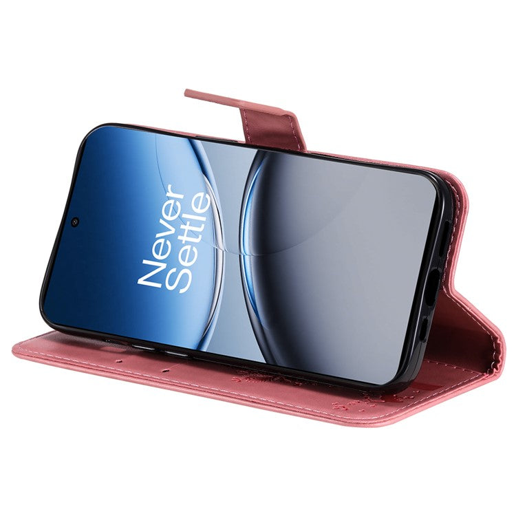 KT Imprinting Flower Series-3 For OnePlus Nord 4 Case Cat Tree Pattern Flip Leather Phone Cover - Pink